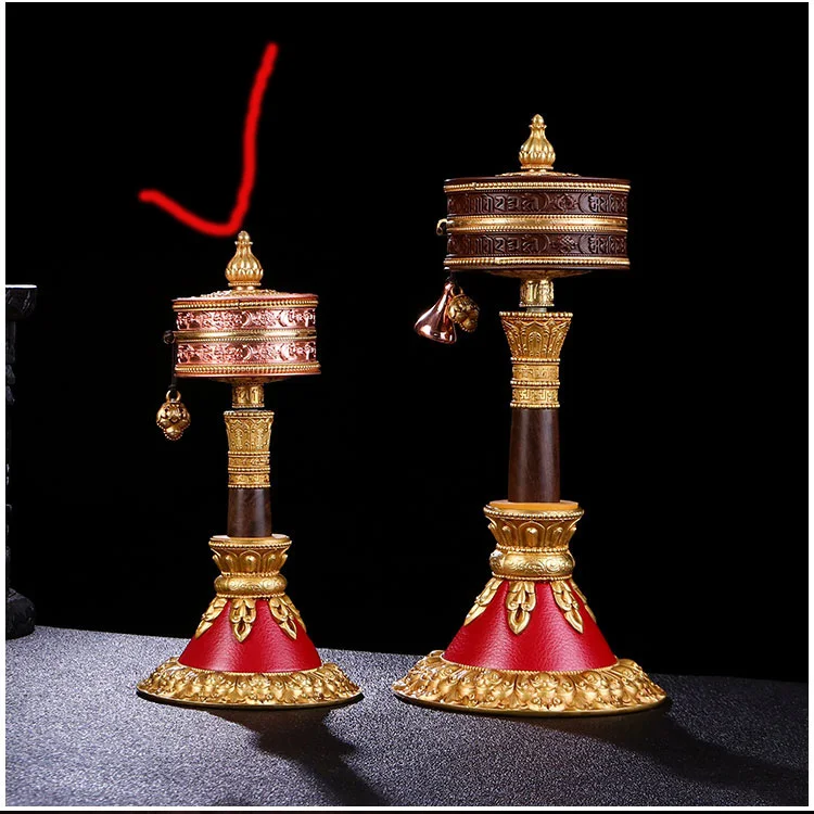 A SET HOME high grade temple Buddhism TOP recite chant scriptures Mantra Turning Scripture prayer wheel + base