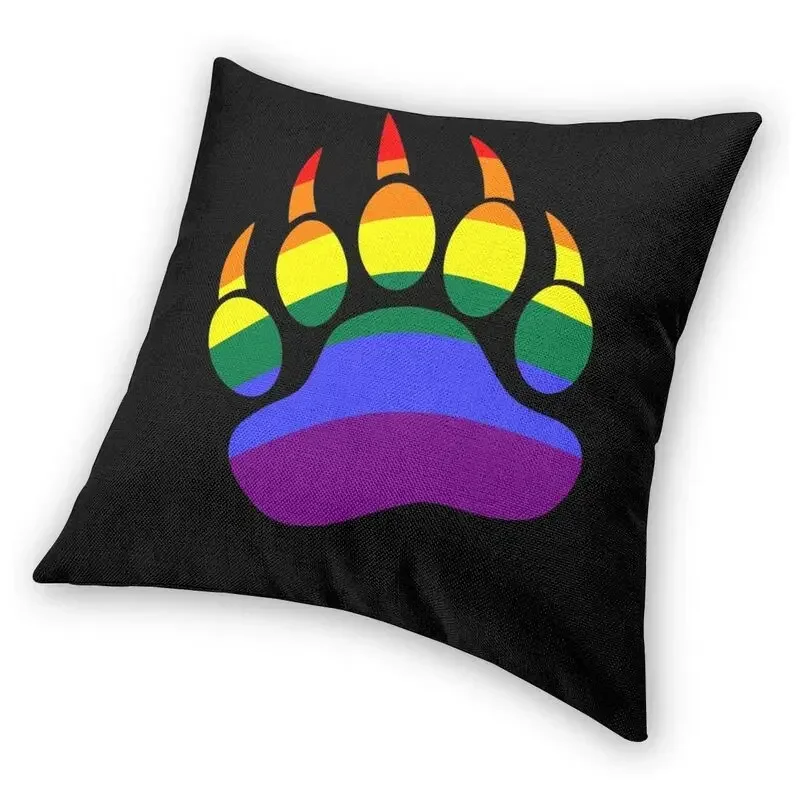 

LGBT Rainbow Bear Paw Throw Pillow For Sofa Bedroom GLBT Gay Lesbian Pride Modern Cushion Cover Car Velvet Fabric Pillowcase