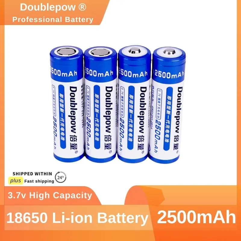 

Doublepow 2500mAh 18650 Rechargeable Lithium Battery 3.7v 100% New Original High Capacity Batteries for Glare Flashlight Fan