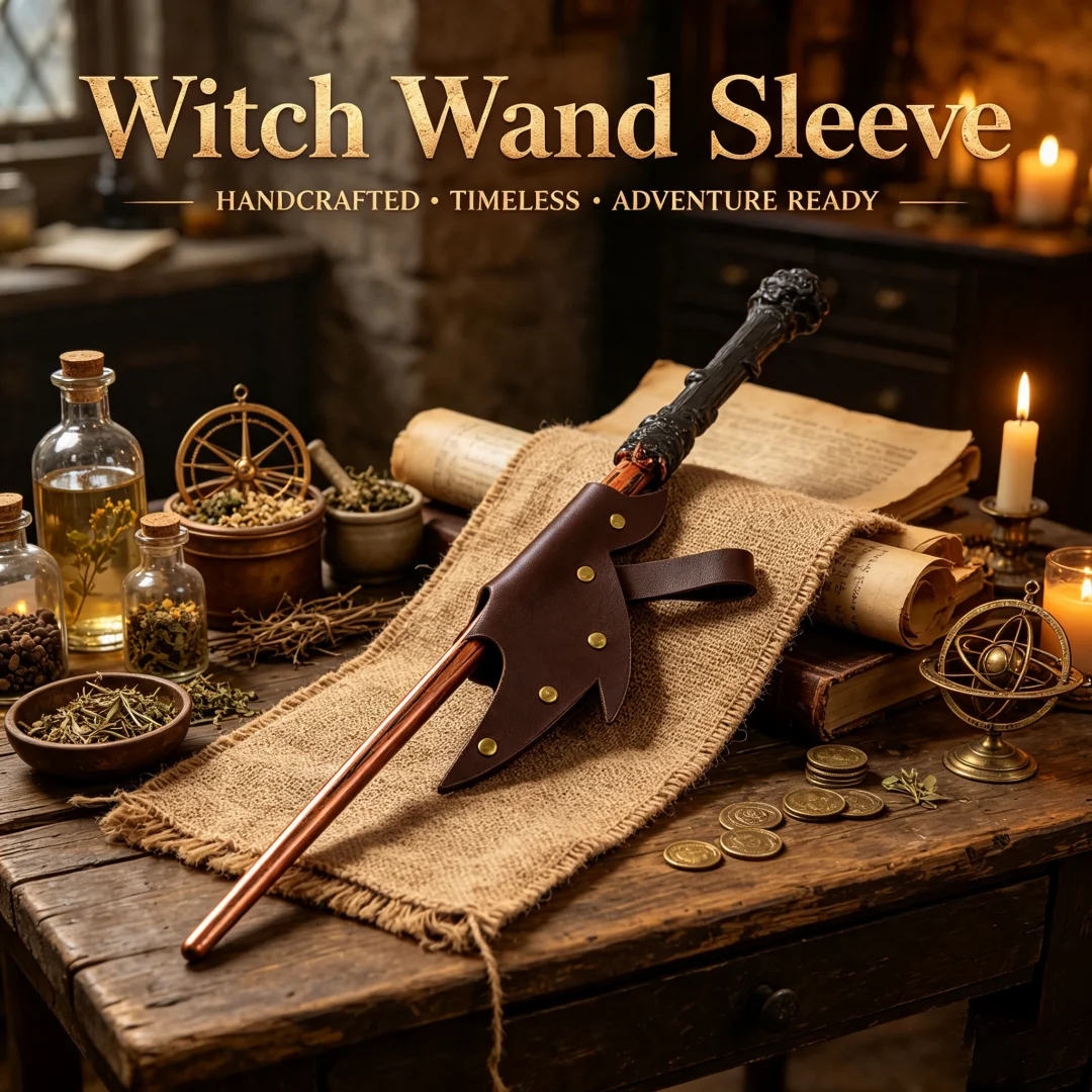 UYEE Medieval Leather Wand Holder Belt, Handmade Wizard Wand Sleeve Halloween Renaissance Accessory