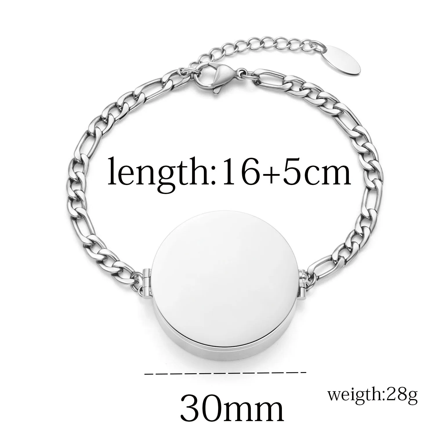 Multifunktionaler Lippenbalsam-Aufbewahrungsarmreif aus Edelstahl für Damen, Modisches Glas-Etui mit Öffnung, Runde Kette, Party-Schmuckgeschenk – Detail 7