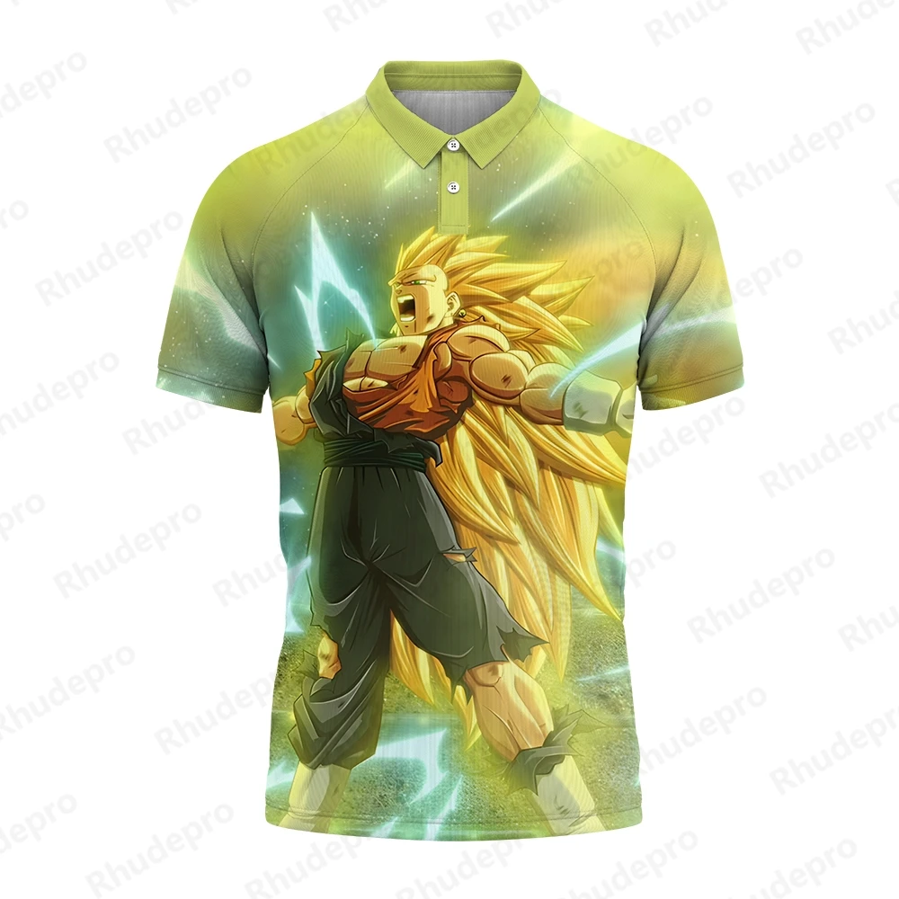 Men Gift Short Sleeve Japanese Anime Men's Clothes Hip Hop Polo Shirt Tops Fashion Clothing Goku High Quality 5XL New