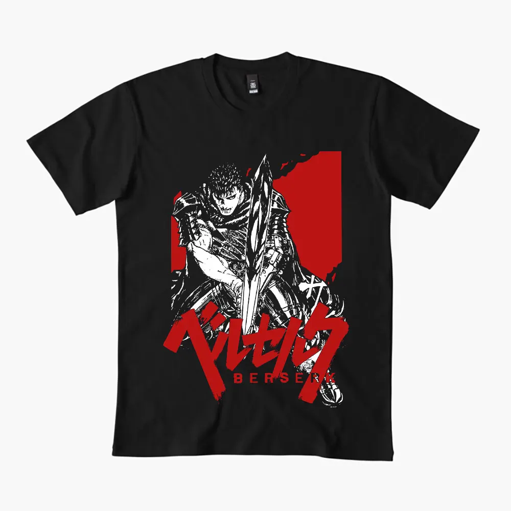 

0325 Guts Berserk Japanese Anime Gift t shirt 100% cotton print clothing Swordsman Manga Graphic Tee Y2K clothes Large size Tops