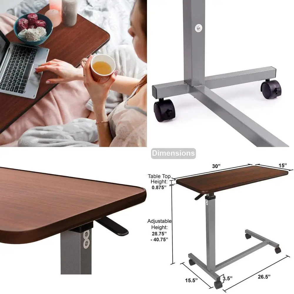 

Portable Rolling Overbed Table for Medical Use in Hospitals and Home