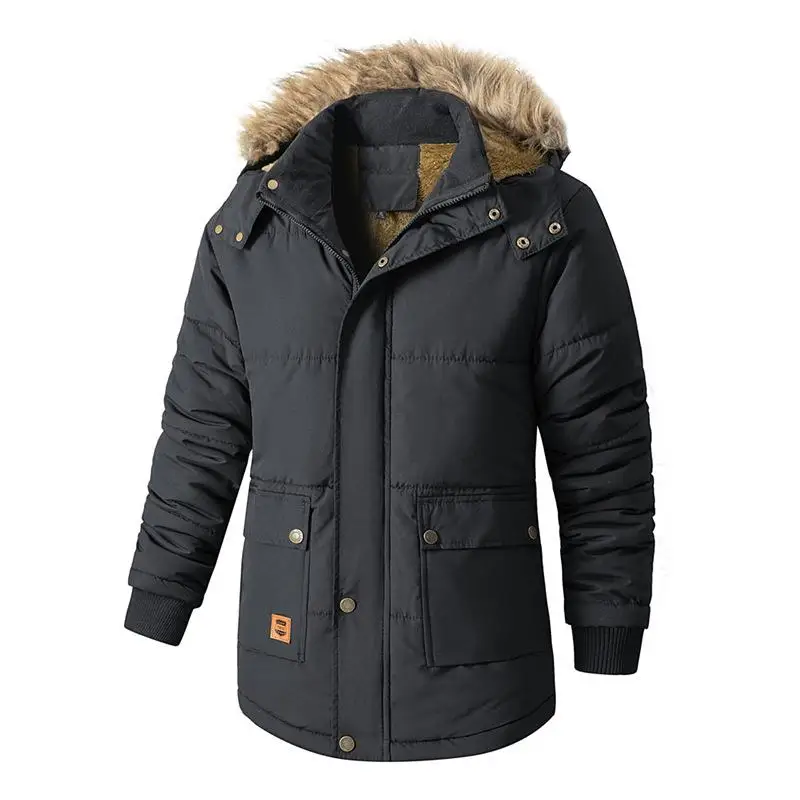 

Мужская зимняя хлопковая куртка с капюшоном, повседневная, на молнии, с полиэстеровым наполнителем, молодежная, модная, для ежедневной носки, с множеством карманов, свободного кроя