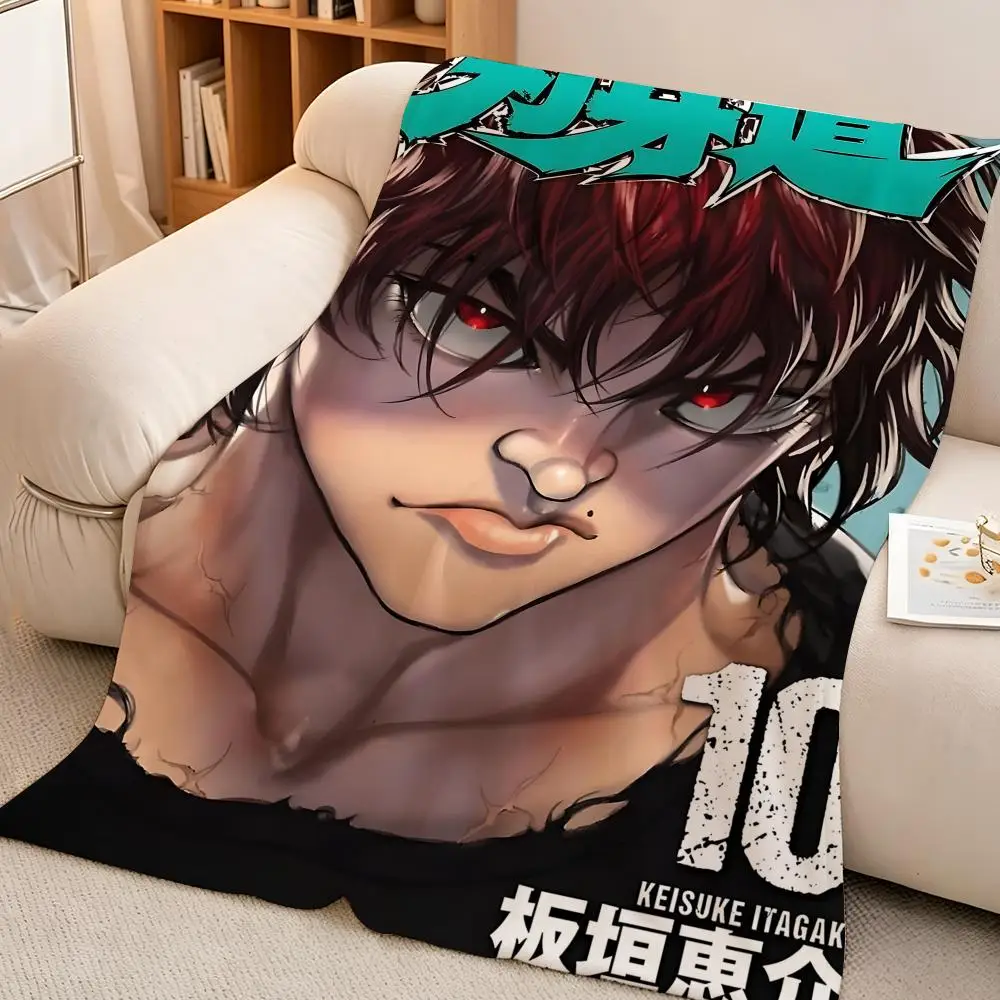 Anime B-BakiBaki Throw hot High-Density Short Plush Blanket Soft Skin-Friendly for Sofa Nap Air-Conditioned Room
