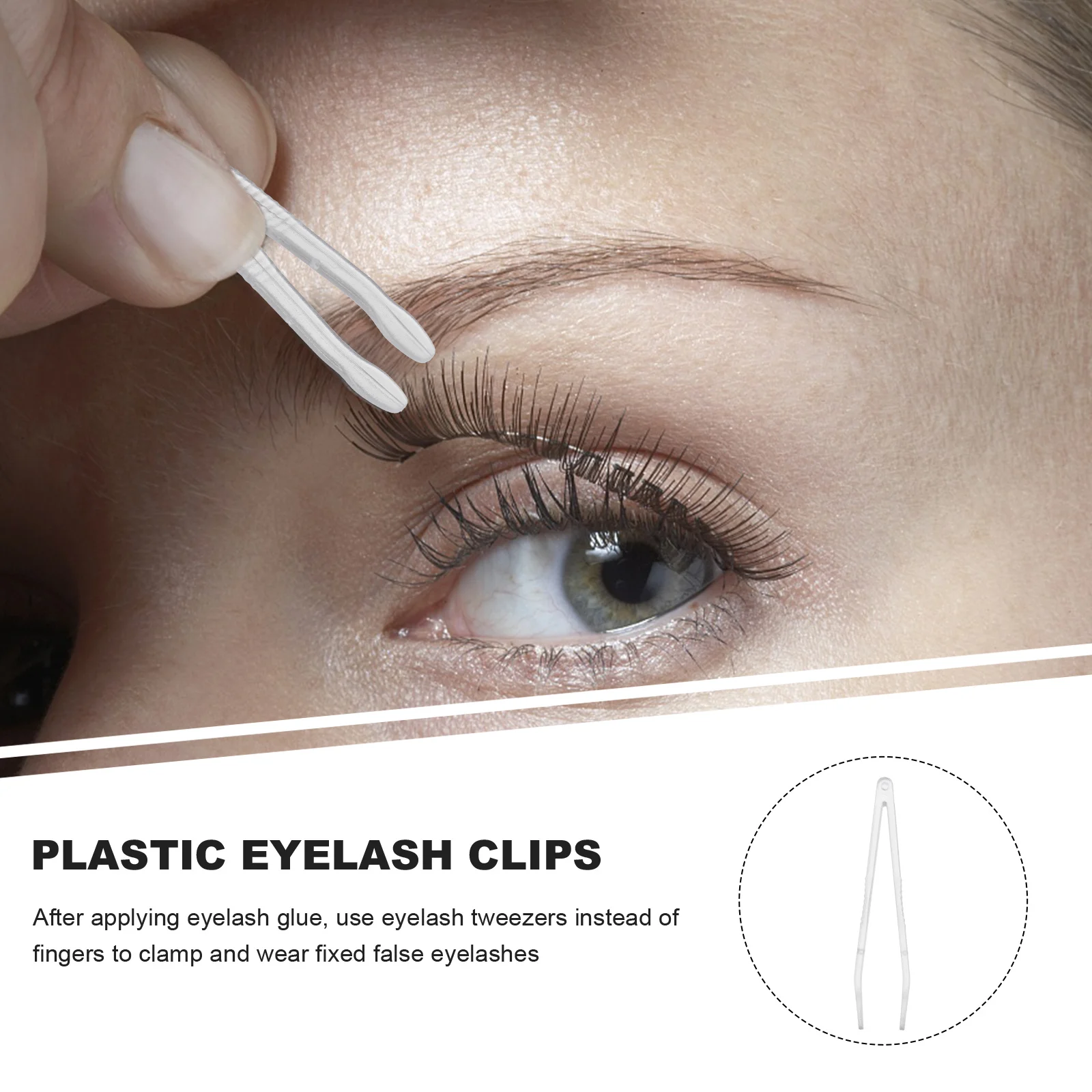 50 pezzi clip per estensione ciglia adesivi per doppia palpebra strumento per trucco in plastica trasparente applicatore per pinzette per ciglia finte