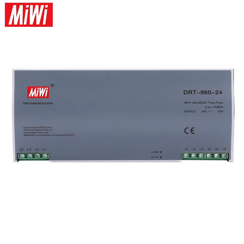 High Power DRT-960-24 24V 40A 960W 2 Years Warrenty Switching Power Suply Din Rail For Industrial