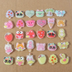 15pcs Mix Cute Panda Fruit Animals Plants Flatback Resin Cabochon Embellishments DIY Scrapbooking for Girls Hairpin Brooch Gifts