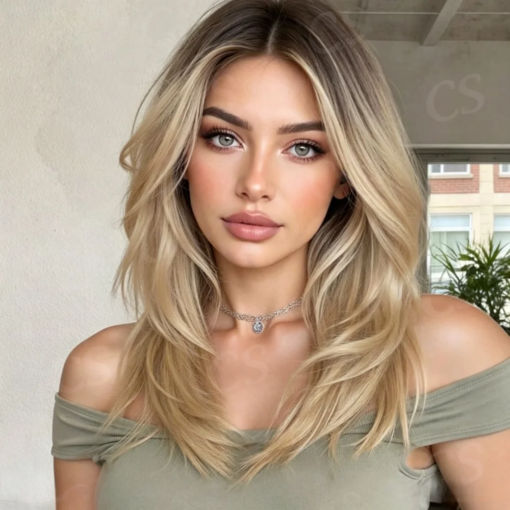 Versatile 24Inch Natural HD Lace Wig for Women Glueless Ombre Blond Front Hair Pre-Plucked Transparent Lace Frontal Hair Wig