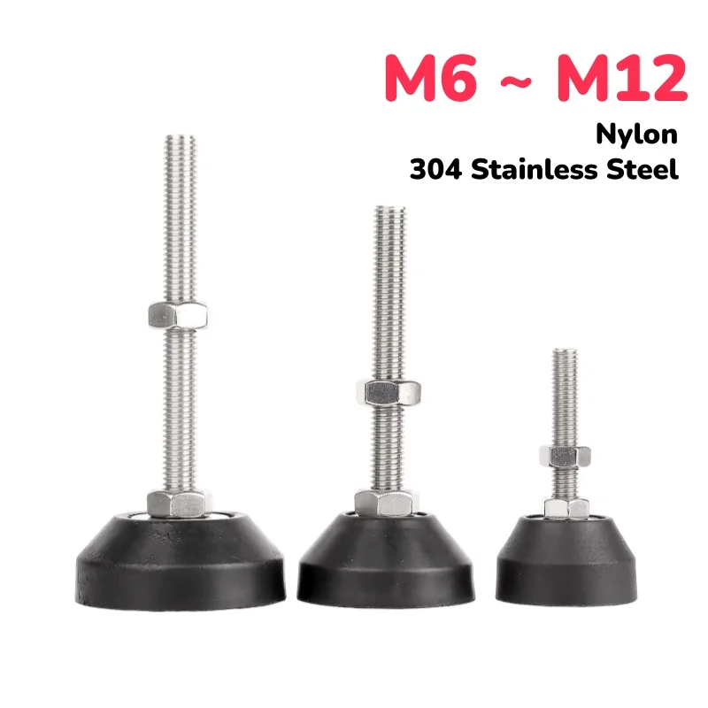 M6 M8 M10 M12 304 Stainless Steel/Nylon Adjustable Furniture Levelling Feet Screw Earthquake-proof And Slip-proof