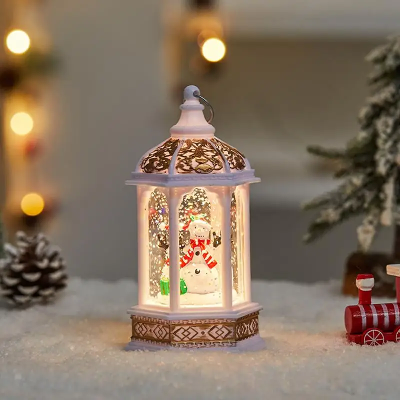 Lighted Christmas Lamp Wind Chime Snow Globe Snowflake Lantern Festive Holiday Decoration Gift Home Decoration Accessories