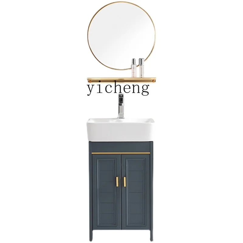 

YY Washbasin Bathroom Ceramic Basin Balcony Washstand Narrow Aluminum