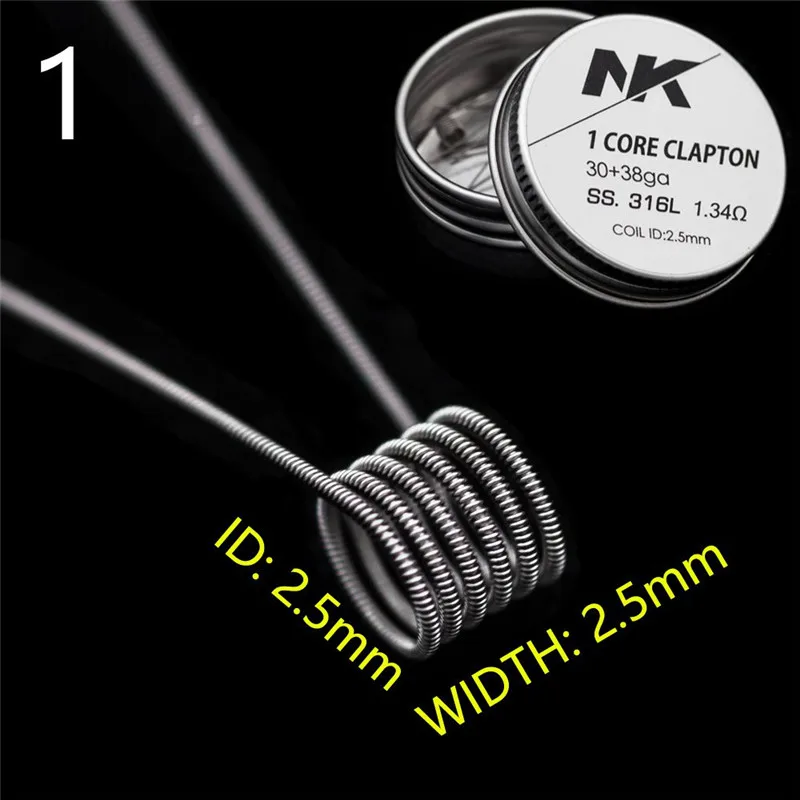 NK Premium SS316L MTL Clapton DL Fused Clapton Alien Coil Dual Core Staggered Fused Clapton Stainless Steel Rebuild RTA Coils