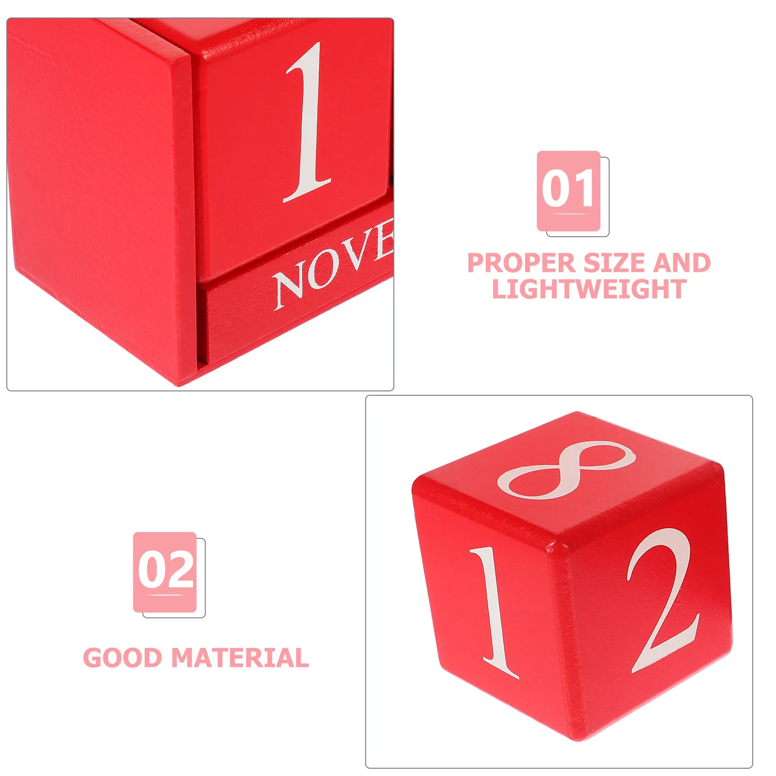 

Wooden Calendar Desktop Reusable Date Flipper for Home Office Decorative Use Household Perpetual Calendar