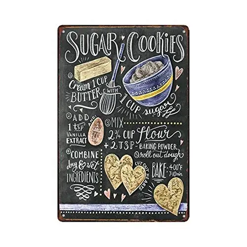 Vintage Retro Metal Tin Sign Sugar Cookies Home Bar Hotel Wall Decor Sign 12X8Inch