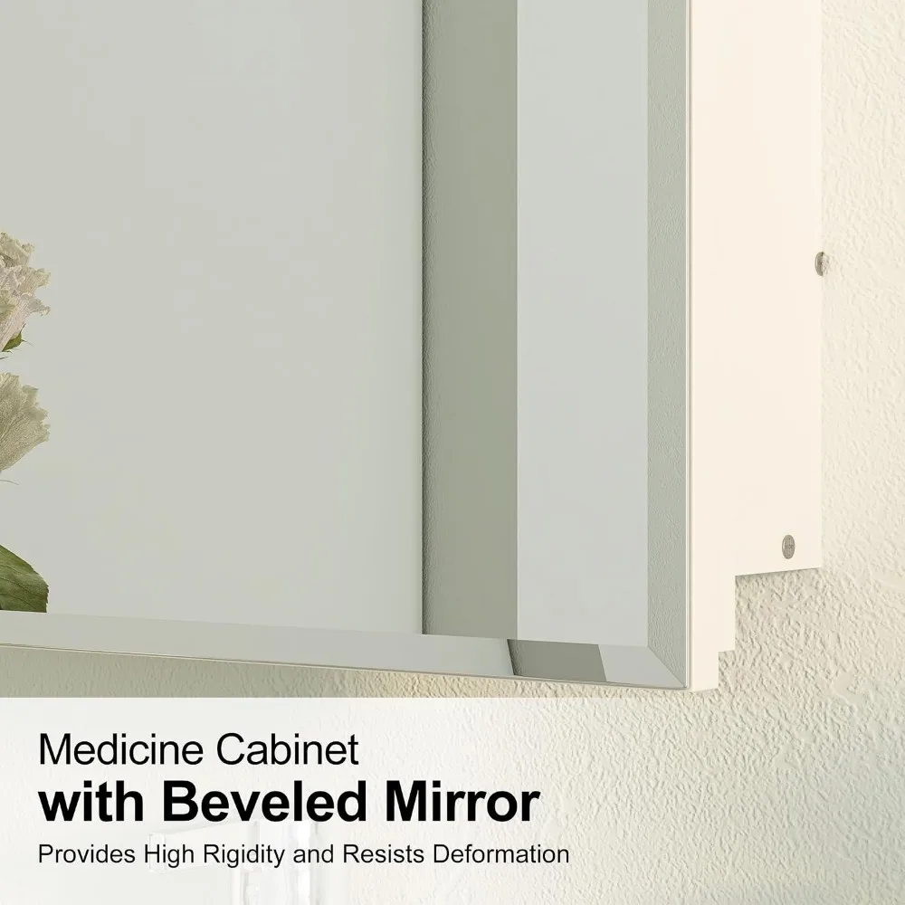 Arched Recessed Medicine Cabinet with Mirror and 3 Glass Shelves for Bathroom Wall view 3