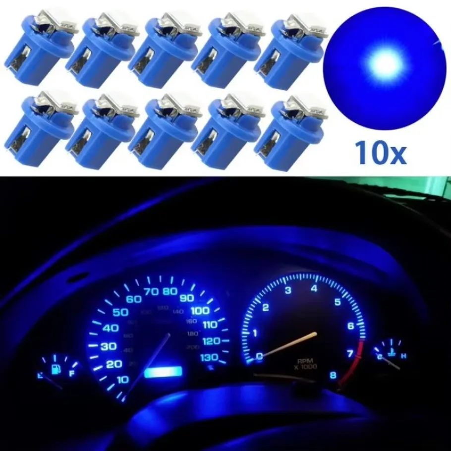 10Pc For BMW E46 E39 E31 E32 E34 E36 E38 Z3 Cluster Speedometer LED Light Bulbs Gauge Speed T5 B8.5D 5050 1SMD Dashboard Dash