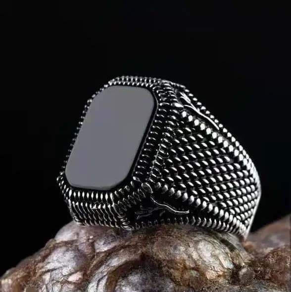 Punkboy Vintage Shaped Geometric Oval Black Glossy Men\'s Ring For Anniversary Party Wedding Male Rings Jewelry Accessories 6-14