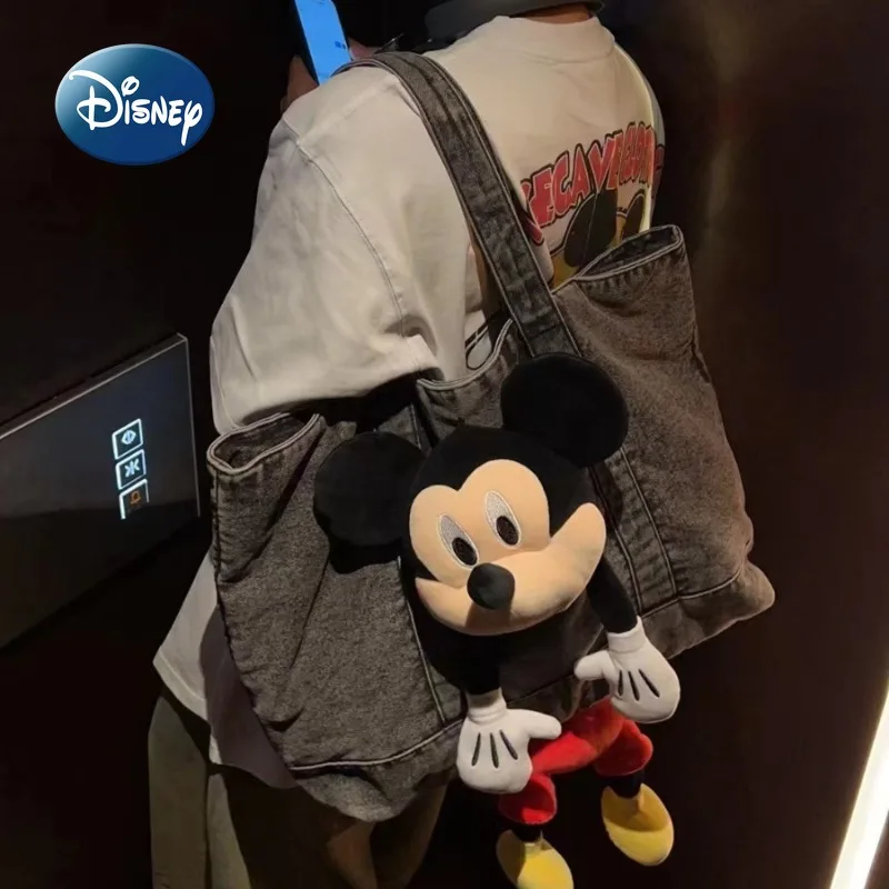 ديزني ميكي حقيبة يد نسائية جديدة سعة كبيرة دمية موضة حقيبة كتف نسائية عالية الجودة الكرتون حقيبة حمل فاخرة عادية