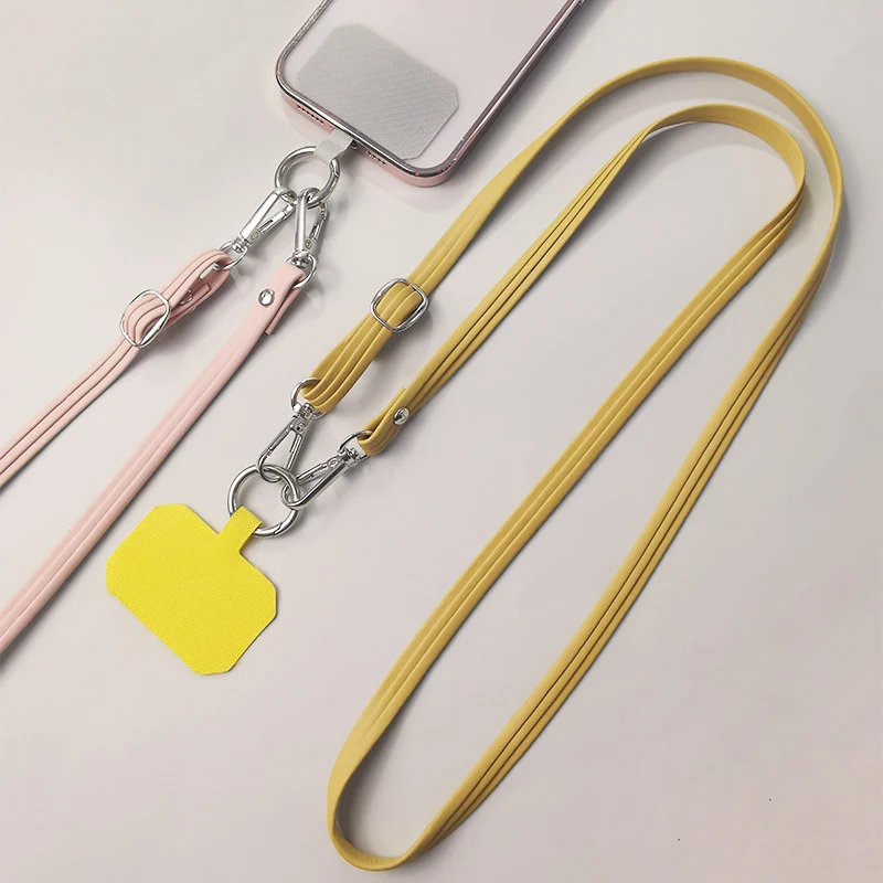 Mobile Phone Lanyard Crossbody High-end Women\'s Leather Chain Long Can Be Adjusted Back Length Hanging Neck  Lanyard for Keys