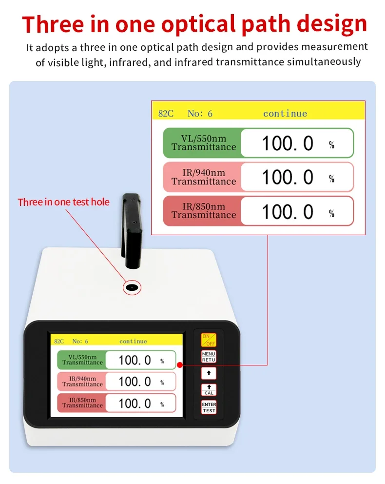 82C Lens Transmittance Tester Ink Small Hole Infrared Thermal Insulation Film Sunglasses Visible Light Transmittance Meter
