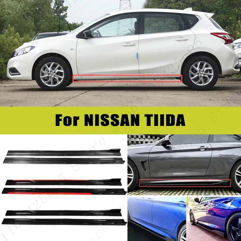 Para NISSAN TIIDA Faldones Laterales Deportivos de Competición 2.0/2.2M 86.6" ABS Splitters Labio Extendido Kit de Carrocería Piezas Modificadas para Parachoques 8 Piezas