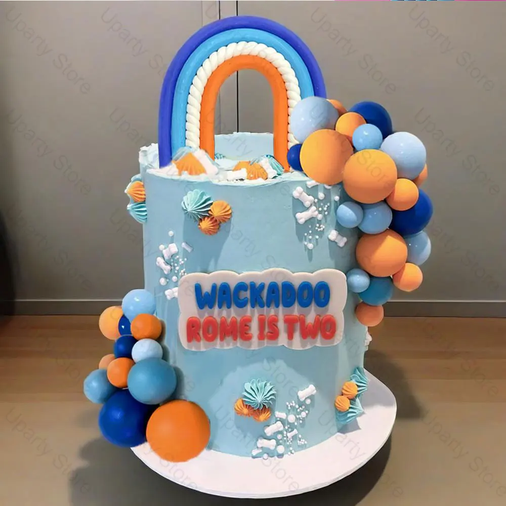 1 Set blaue Regenbogen-Kuchenaufsätze für Babys, Marineblau, Orange, Kuchenkugeln, Topper für Geburtstag, Babyparty, Cupcake, Kuchendekoration, Gastgeschenk – Detail 6