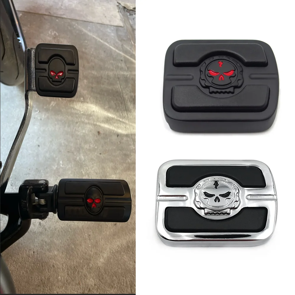 Motorcycle Accessories Skull Small Brake Pedal Pad Anti Slip Pedal For Harley Night Train Springer Softail Custom FXSTC CHROME