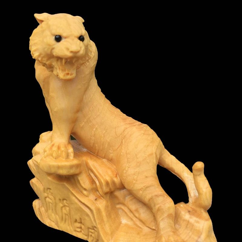 8cm Boxwood Real Wood Statue Chinese Zodiac Collection Tiger Home Décor Office Decoration Sculpture