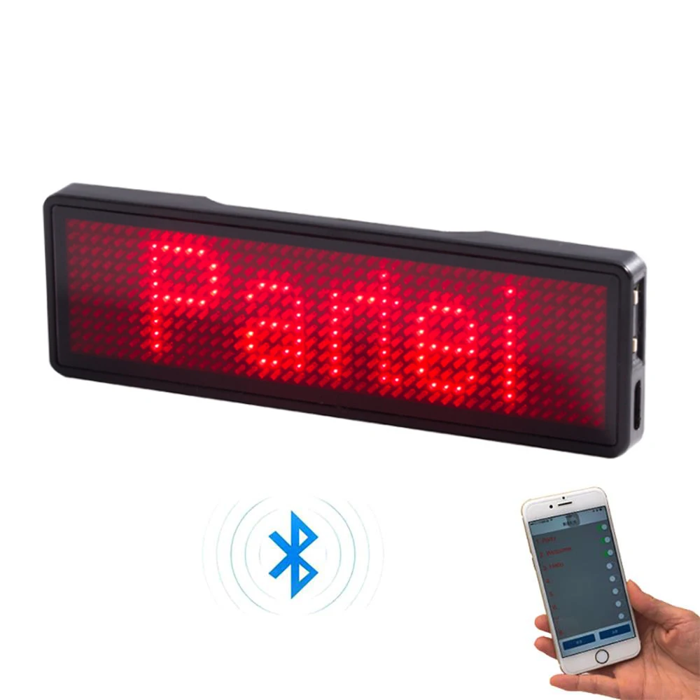 Módulo de luz LED programable con Bluetooth, módulo de etiqueta de nombre de desplazamiento recargable con imán para fiesta, evento y reunión