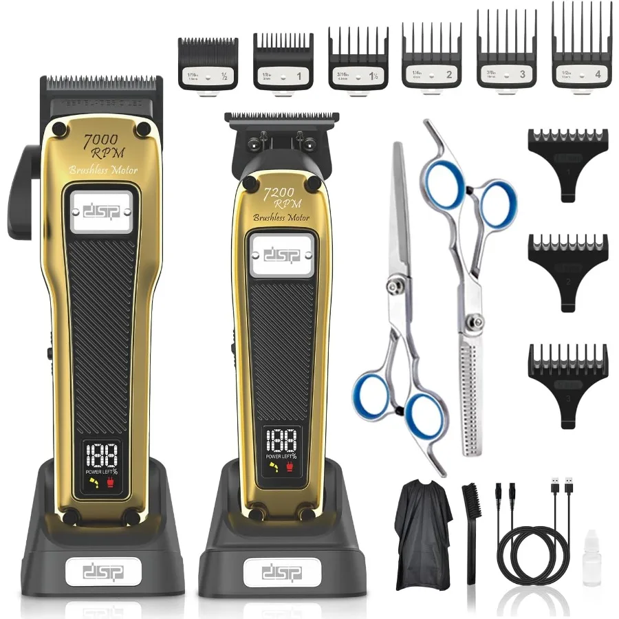 

Professional Cordless Hair Clipper for Men with BLDC Motor and DLC Coated Detachable Blade Charging Base Included Black Hair Tr