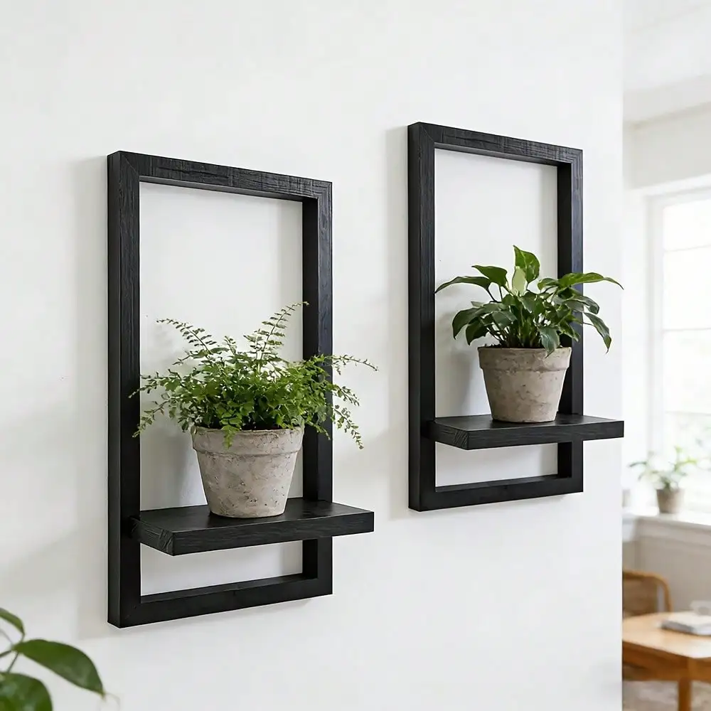 2pcs Floating Shelves For Wall, Wall-Mounted, MDF Wood Room Decor, Rustic Wood Shelves For Bathroom, Living Room, Bedroom And Kitchen, Wall Shelves For Storage,Books,Room Decor