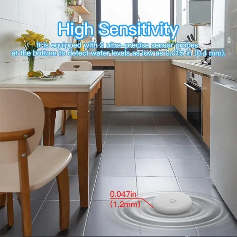 M17B Wireless Water Sensors Leak Detector for Home Basements with 110dB Large Alarm