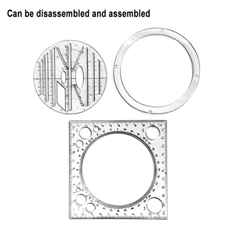 Multifunktion ale Kreis zeichnung vorlage, geometrisches Zeichen werkzeug, Mess lineal, drehbarer Winkel