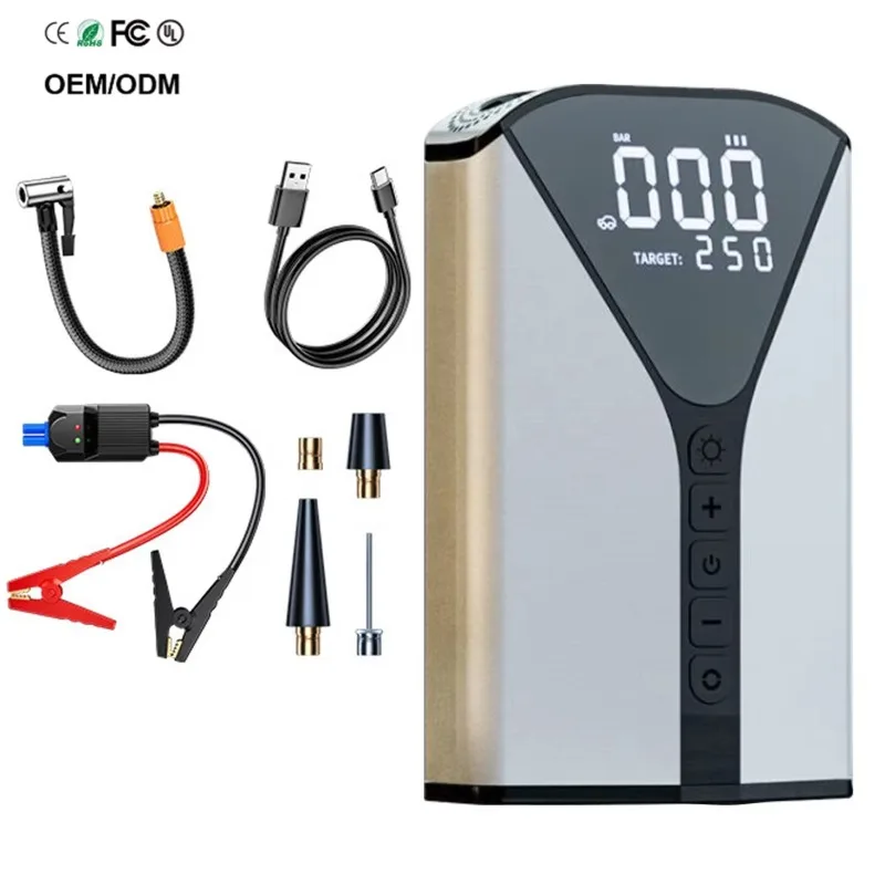 PCMOS luchtcompressor met auto Jump Starter Auto Starter Emergency Jump Booster Starter Bandenpomp Luchtpomp