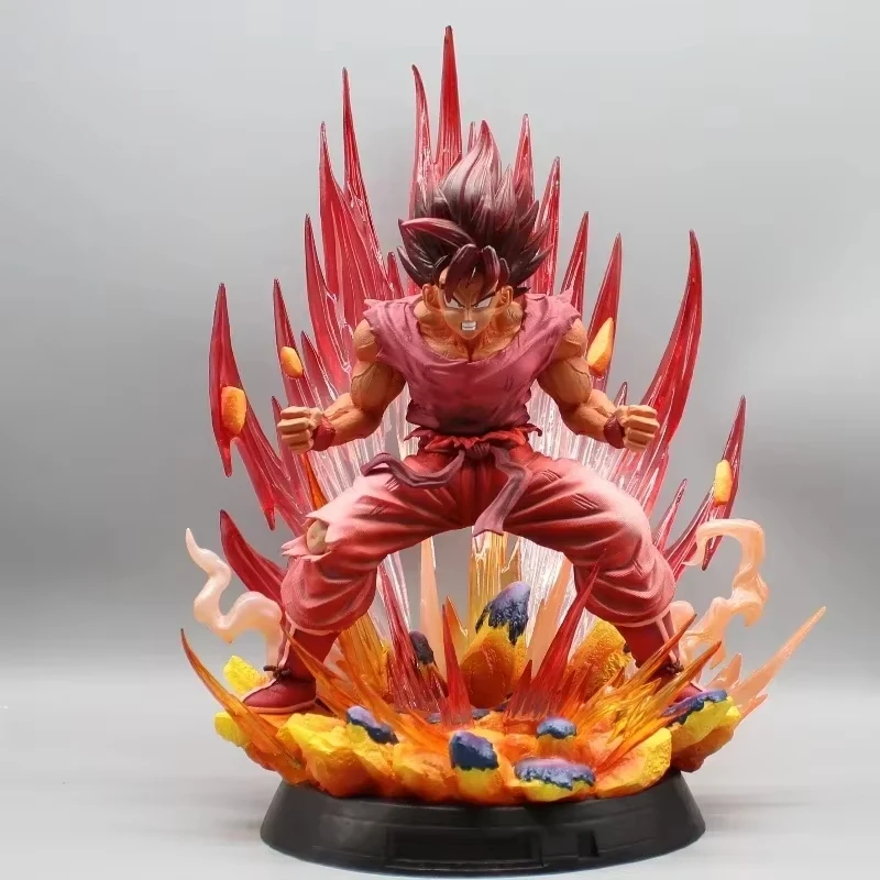 New 38cm Dragon Ball World Boxing King Son Goku Explosive Red Steam Anime Pvc Hand Sculpture Model Doll Toy Gifts For Kids