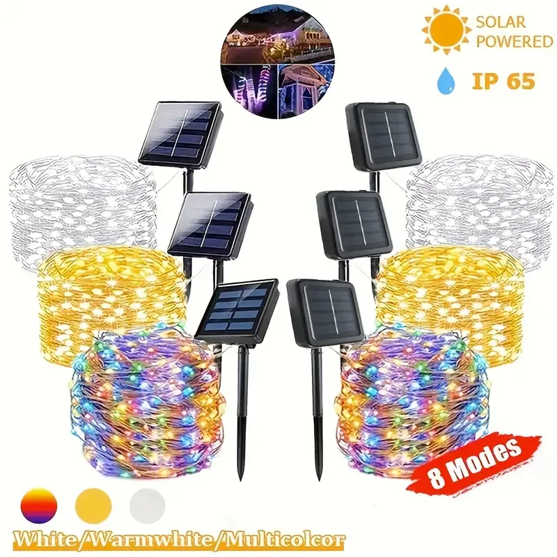 12/22/32M Solar String Lights 300LED Solar Copper Wire Lamp IP65 Waterproof Fairy Lights For Christmas Wedding Party Decoration