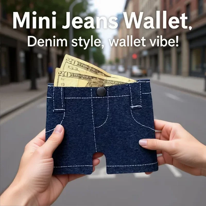 

Портативный дорожный кошелек, мини-кошелек из денима в ретро-стиле, складной кошелек для монет с креативным зажимом для карт, идеально подходит для подарков.