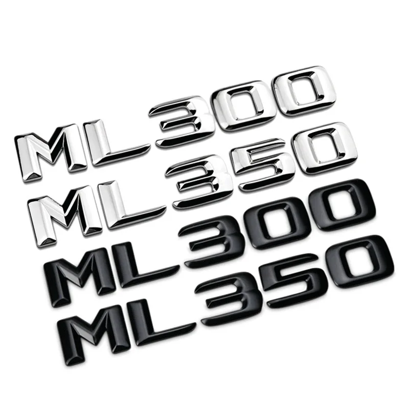 3d ABS Black Chrome Car Letters Trunk Emblem Badge For ML250 ML270 ML300 ML320 ML 350 500 Logo Sticker Accessories