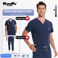 KUNGFU SCRUBS Uniformes médicos Hombre Camiseta con puños acanalados Pantalones para correr Ropa de médico transpirable antibacteriana premium