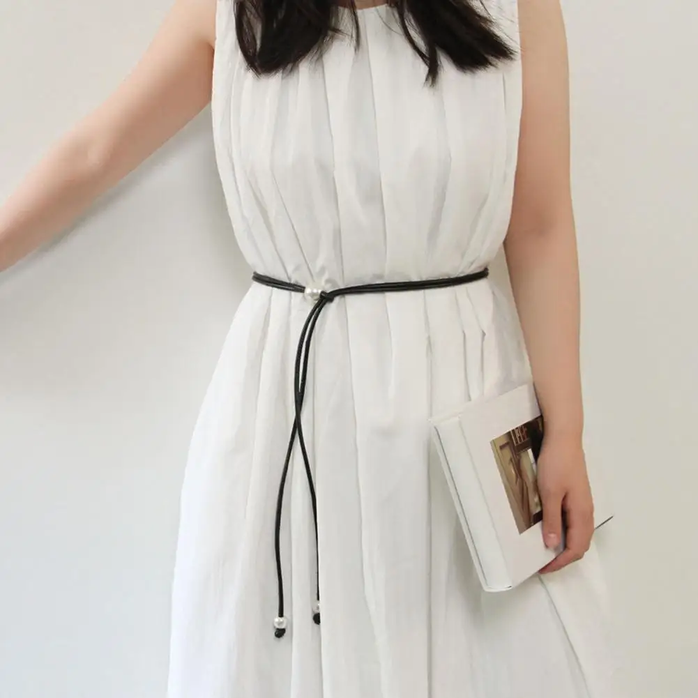 

120cm Women Belt Adjustable Imitation Leather Waistband Thin Rope Dress Shirt Top Versatile Belt Elegant Fashion Accessories