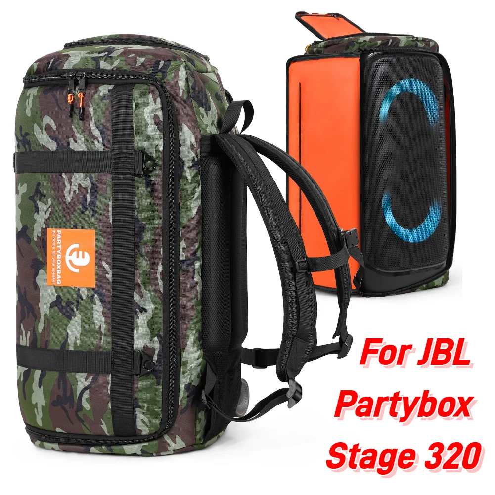 Speaker Bag Travel Case Waterproof Portable Speaker Carry Tote Bag Backpack Drop-Proof Protective Bag for JBL Partybox Stage 320