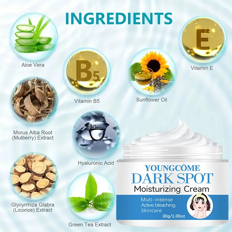 ﻿   YOUNGCOME كريم شد الوجه يفتيح عميق النمش يغذي تقليل البقع الداكنة النمش اشراق البشرة الناعمة