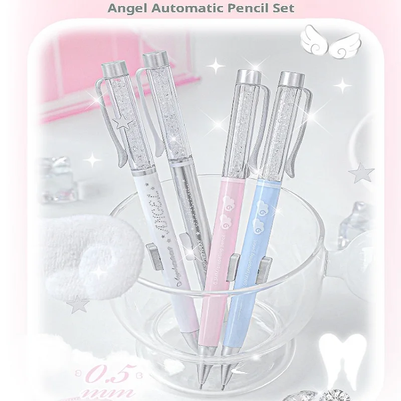 مجموعة أقلام رصاص ميكانيكية كريستالية من RosyPosy، تصميم ضغط جانبي على طراز Ins 0.5 مم قلم رسم ورسم لمكتب المدرسة للأطفال والطلاب #5