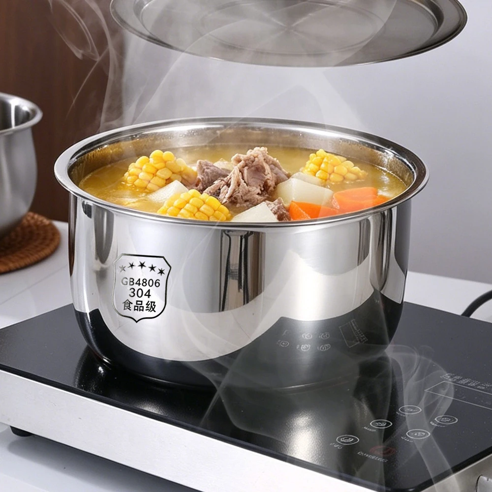 Check Out This 304 Stainless Steel Stock Pot – Food-Safe Material, Works with Induction Cookers, and Handles Hot Pot, Soups,