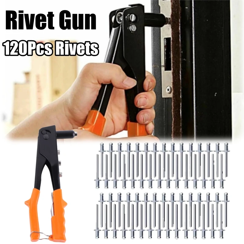 مجموعة مسدس برشام يدوية شديدة التحمل تتضمن المسامير والمكسرات العمياء لإصلاح السيارات والمشروعات المعدنية المنزلية التي تصنعها بنفسك