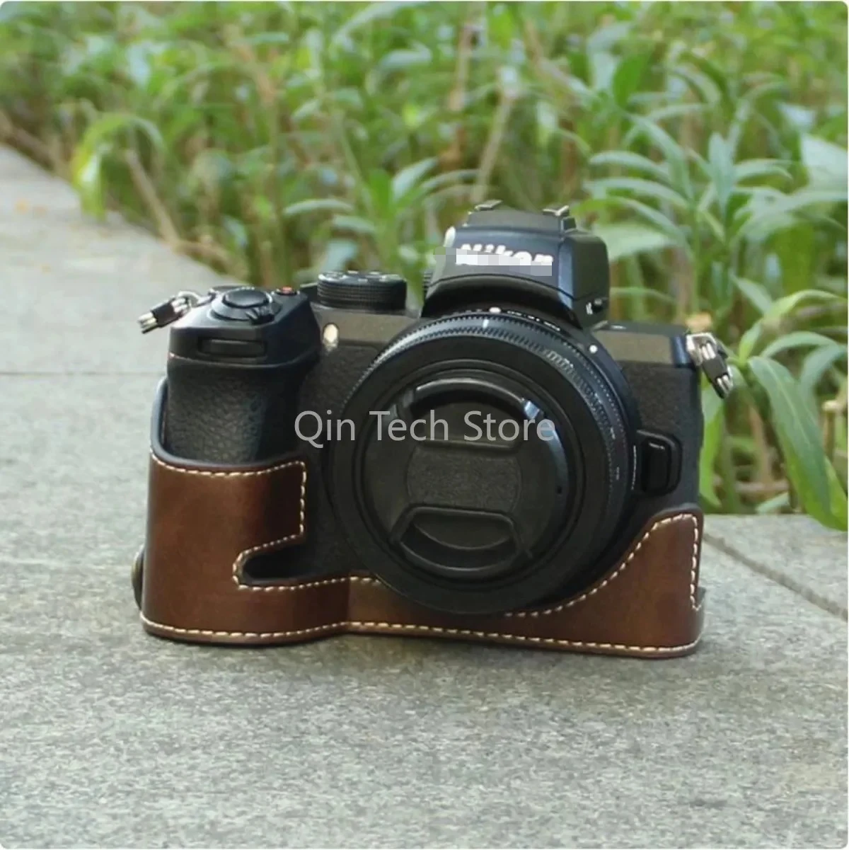 Borsa per fotocamera in pelle sintetica PU retrò vintage Custodia protettiva Mezza copertura per Nikon Z5Z6Z7 Z6II Z7II Z30 Z50 ZFC DF ZF