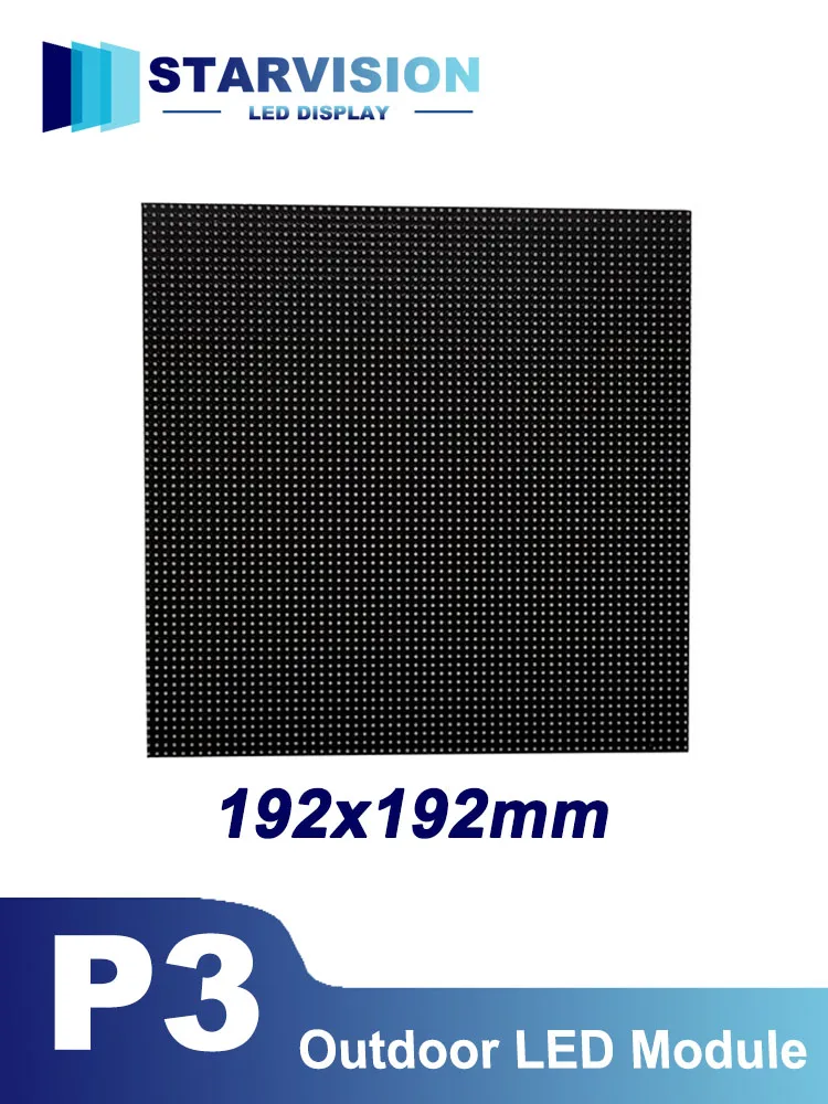 P3 Outdoor LED Matrix Full Color Module 192x192mm 64x64 Pixels SMD1921 Light Programmable Display HUB75 32S RGB Panel Screen