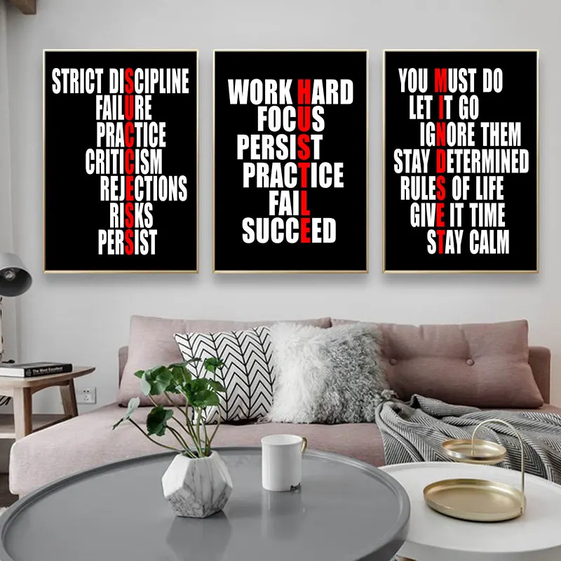 Simple Black and White Style Inspirational Words Canvas Art Poster Prints Modern Motivational Wall Decor for Home Office